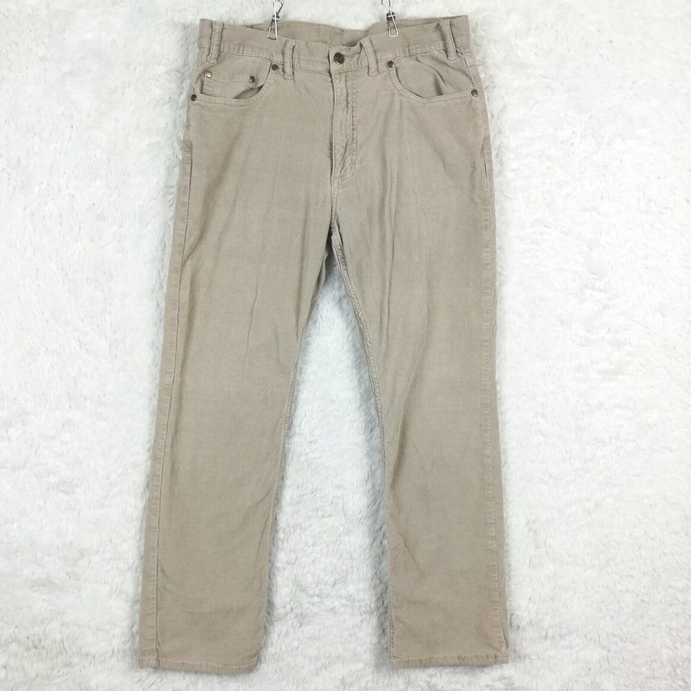 Grand River Mens Pants Straight Leg‎ Corduroy Traditional Fit Beige Khaki 33x30